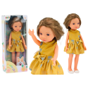 Lalka Żółta Sukienka Brązowe Włosy Duża Laleczka 33cm
