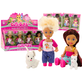 Mini Laleczka Długie Włosy Ubranko Kolorowe Zwierzątko