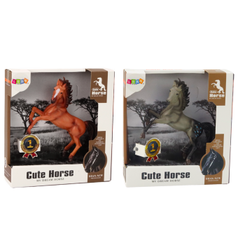 Figurka Konia Brązowy Szary Koń Stojący Stajnia Farma Cute Horse