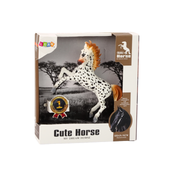 Figurka Konia Biały Koń w Kropki Stojący Stajnia Farma Cute Horse