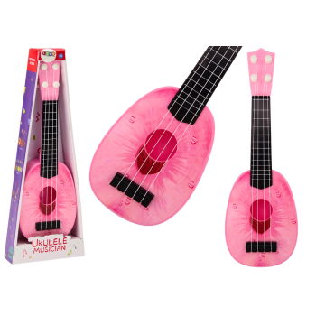 Ukulele Dla Dzieci Mini Gitara 4 Struny Motyw Brzoskwini Gitarka Różowa