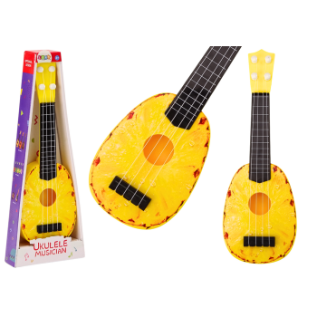 Ukulele Dla Dzieci Mini Gitara 4 Struny Motyw Ananasa Gitarka Żółta
