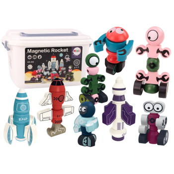 Klocki Magnetyczne Kosmos Rakieta Zestaw 56 ele. Magnetic Rocket Mix