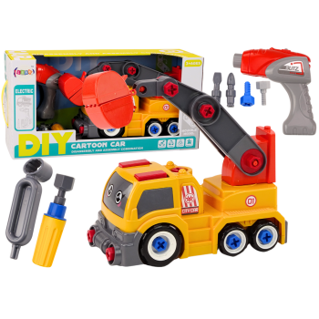 Ciężarówka Z Dźwigiem Kreskówkowa Do Rozkręcania DIY Pomarańczowy