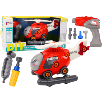 Helikopter Kreskówkowy Do Skręcania DIY Czerwony