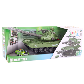 Czołg Pojazd Wojskowy DIY Do Rozkręcania Zielony Dźwięki Zestaw Resoraki