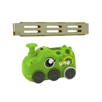 Autko Zielony Dinozaur na Baterie Układające Kolorowe Domino 4 Kolory Klocków