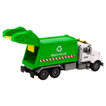 Śmieciarka Kosze Na Śmieci Światła Dźwięki Napęd  Biało-Zielona