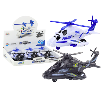 Helikopter Policyjny Biały lub Czarny Napęd Frykcyjny Światło i Dźwięk