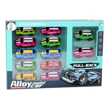 Zestaw Autek Resoraków Napęd Kolorowe 12 Sztuk