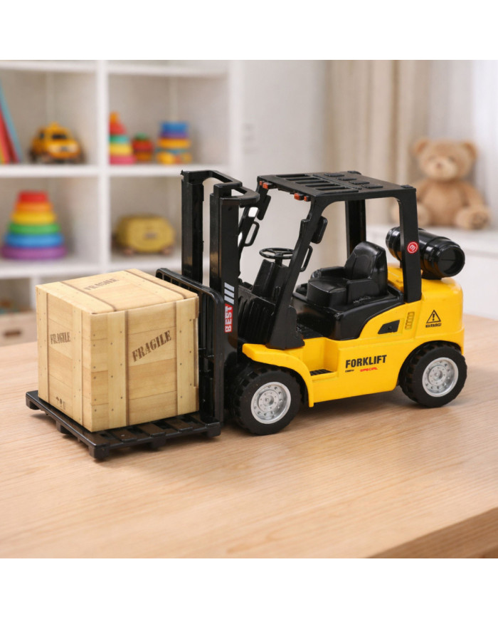 Wózek Widłowy Z Napędem Metalowy Paleta Skrzynia Ruchome Widły Żółty