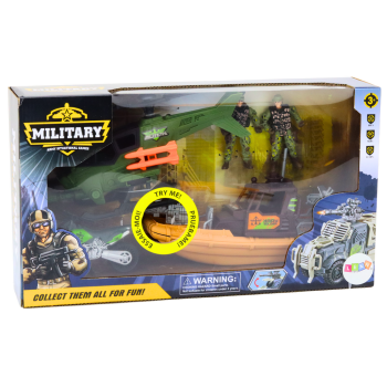 Zestaw Militarny Wojskowy Łódź Bojowa Żołnierze Akcesoria Dźwięki