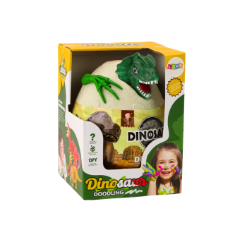 Jajo Z Dinozaurami Do Malowania Farbki Pędzelki  DIY Zielony