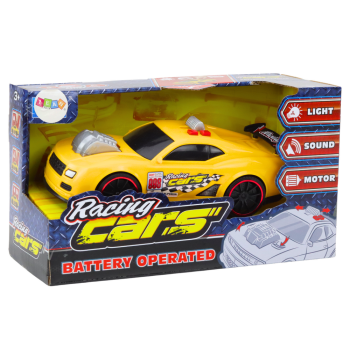 Samochód Wyścigowy Światła Dźwięki  Otwierany Silnik Żółty