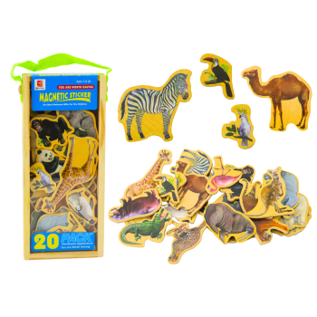 Zestaw Magnesy Drewniane Zwierzęta 20 Sztuk Kolorowe