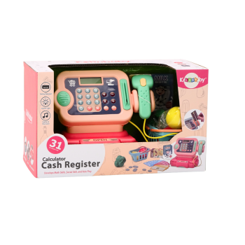 Kasa Fiskalna Nauka Liczenia Monety Koszyk Światła Dźwięki Różowa