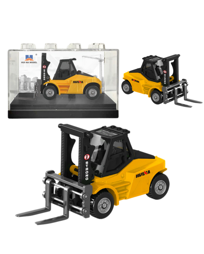 Wózek Widłowy Metalowy Model Kolekcjonerski Huina Żółty 1:80