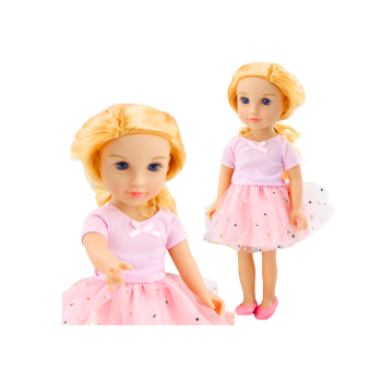 Lalka W Sukience Z Tiulem Różowa Blond Włosy