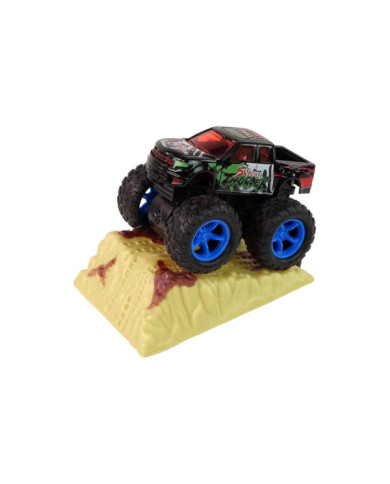 Auto Resorak Z Naciągiem Monster Truck Big Foot Gumowe Opony Rampa