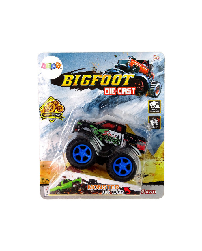 Auto Resorak Z Naciągiem Monster Truck Big Foot Gumowe Opony Rampa