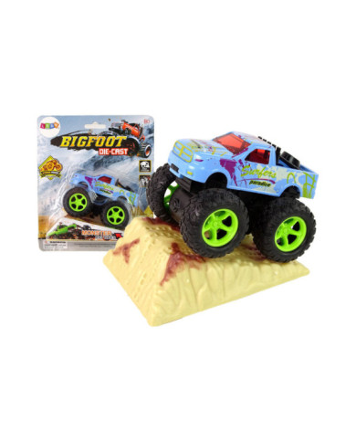 Auto Resorak Z Naciągiem Monster Truck Big Foot Gumowe Opony Rampa