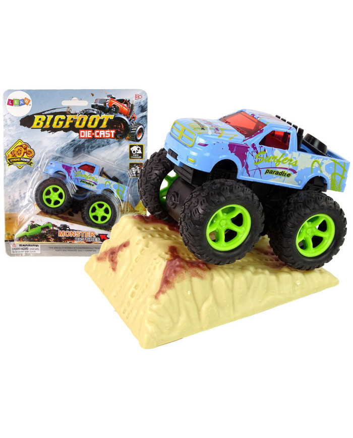 Auto Resorak Z Naciągiem Monster Truck Big Foot Gumowe Opony Rampa
