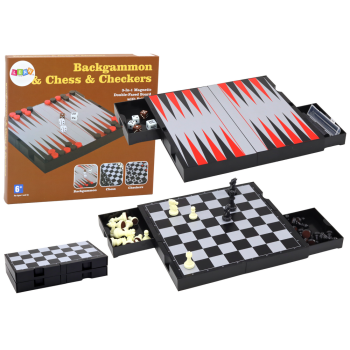 Zestaw Gier 3w1 Plansza Magnetyczna Szachy Warcaby Backgammon