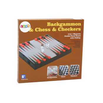 Zestaw Gier 3w1 Plansza Magnetyczna Szachy Warcaby Backgammon