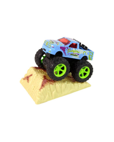 Auto Resorak Z Naciągiem Monster Truck Big Foot Gumowe Opony Rampa