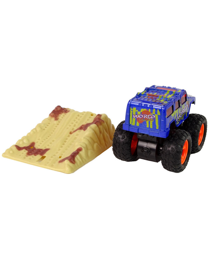 Auto Resorak Z Naciągiem Monster Truck Big Foot Gumowe Opony Rampa