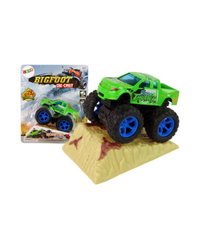 Auto Resorak Z Naciągiem Monster Truck Big Foot Gumowe Opony Rampa
