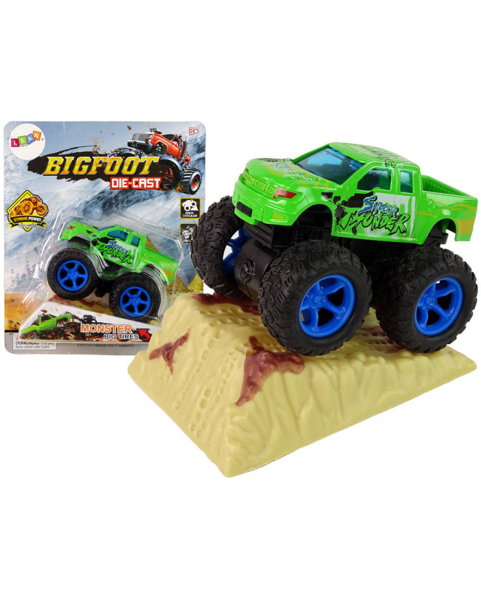 Auto Resorak Z Naciągiem Monster Truck Big Foot Gumowe Opony Rampa