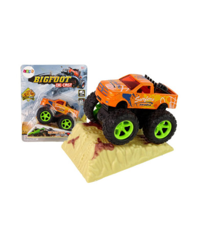 Auto Resorak Z Naciągiem Monster Truck Big Foot Gumowe Opony Rampa
