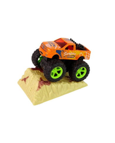 Auto Resorak Z Naciągiem Monster Truck Big Foot Gumowe Opony Rampa