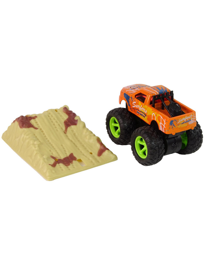 Auto Resorak Z Naciągiem Monster Truck Big Foot Gumowe Opony Rampa