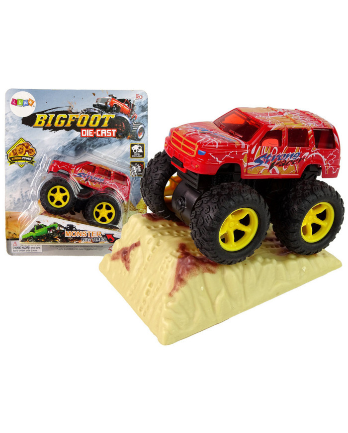 Auto Resorak Z Naciągiem Monster Truck Big Foot Gumowe Opony Rampa