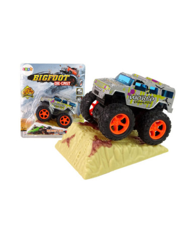 Auto Resorak Z Naciągiem Monster Truck Big Foot Gumowe Opony Rampa