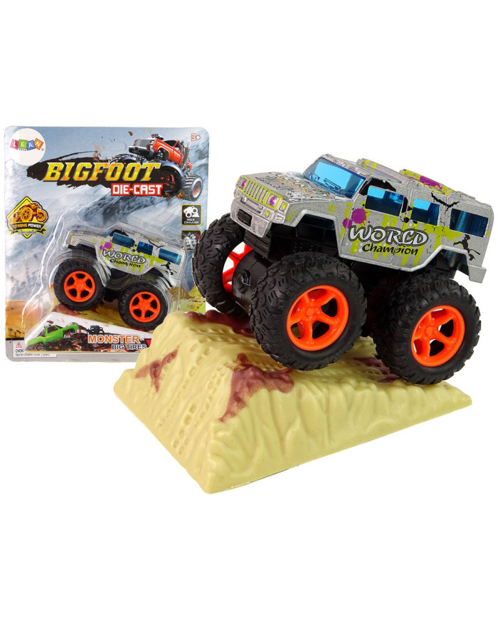 Auto Resorak Z Naciągiem Monster Truck Big Foot Gumowe Opony Rampa